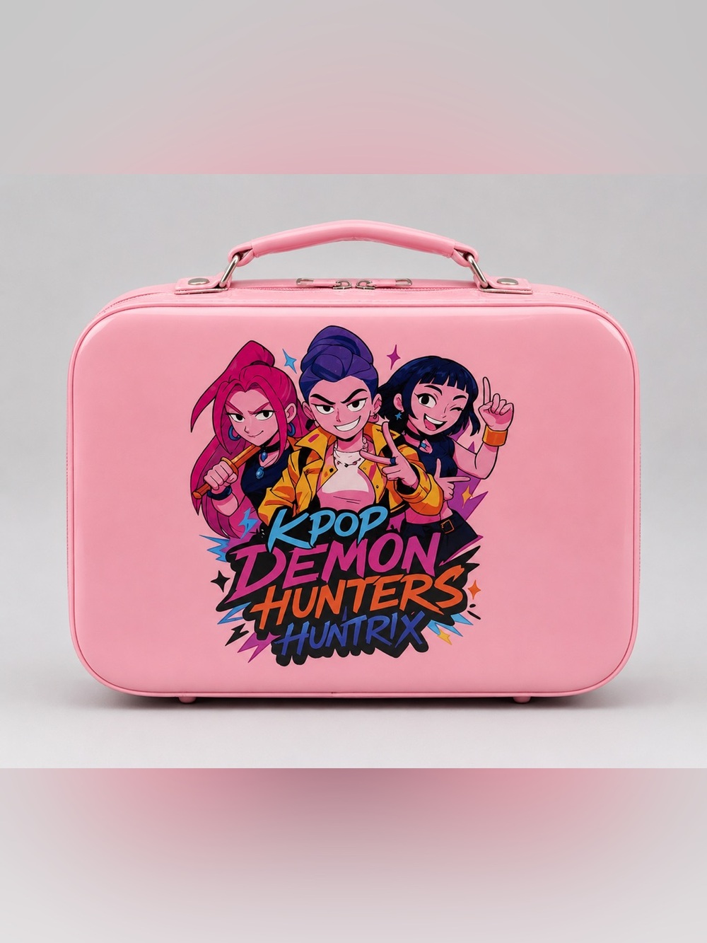 KPOP Demon Hunters Huntrix Pink Mini Storage Case / Makeup Train Case
